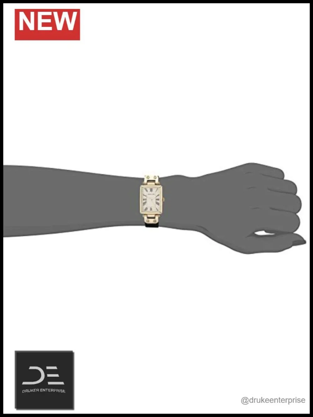 Leather Strap Dress Watch with Roman Numeral Dial